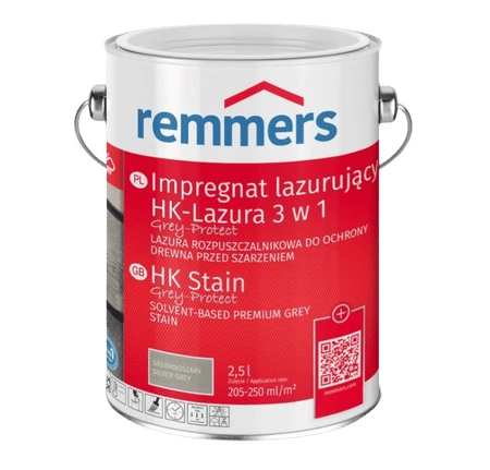 Remmers HK-Lazura 3w1 Grey Protect 10 l – impregnat lazurujący do drewna w odcieniach szarości.