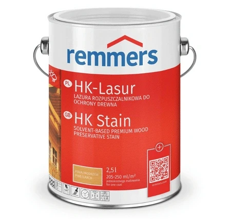 Remmers HK-Lazur 3w1 20 l – impregnat, grunt i lazura do drewna na zewnątrz. Chroni przed wilgocią, UV, sinizną i grzybami, zapewnia jedwabiście matowe wykończenie.